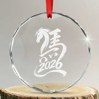 Chinese New Year 2026 Crystal Glass Ornament Year of The Horse Chinese Calligraphy Art