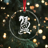 Chinese New Year 2026 Crystal Glass Ornament Year of The Horse Chinese Calligraphy Art