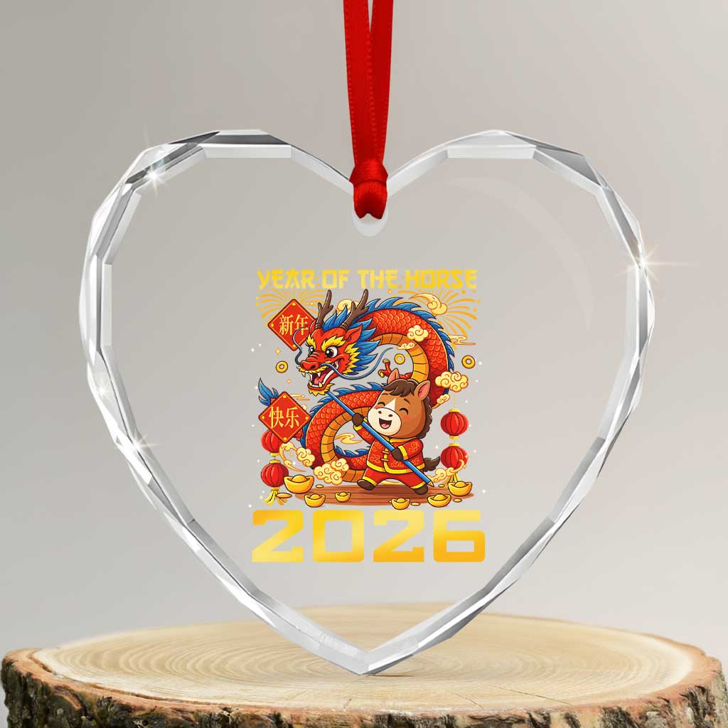 Chinese New Year 2026 Heart Crystal Glass Ornament LYE Year of The Horse - Wonder Print Shop