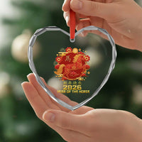 Chinese New Year 2026 Heart Crystal Glass Ornament Year of The Horse - Wonder Print Shop