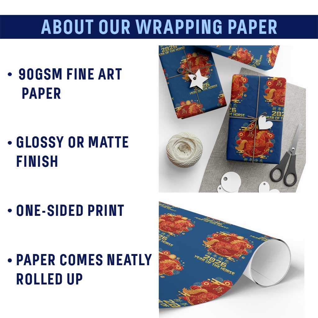 Chinese New Year 2026 Wrapping Paper Roll Year of The Horse - Wonder Print Shop