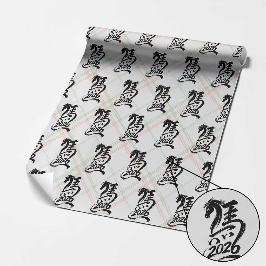 Chinese New Year 2026 Wrapping Paper Roll Year of The Horse Calligraphy Ink Art