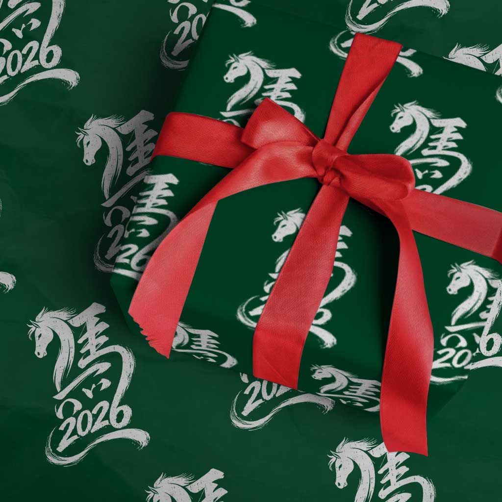 Chinese New Year 2026 Wrapping Paper Roll Year of The Horse Chinese Calligraphy Art