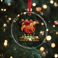 Chinese New Year 2026 Year of The Horse Crystal Glass Ornament Cherry Blossom - Wonder Print Shop