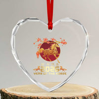 Chinese New Year 2026 Year of The Horse Heart Crystal Glass Ornament Cherry Blossom - Wonder Print Shop