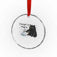 Chinga La Migra Crystal Glass Ornament Funny Cat Immigration Support
