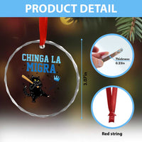 Chinga La Migra Crystal Glass Ornament Funny Protest Cat Minneapolis Support Gift