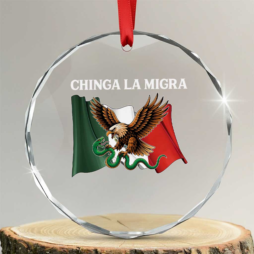 Chinga La Migra Crystal Glass Ornament Immigration Rights Anti Fascism Protest - Wonder Print Shop