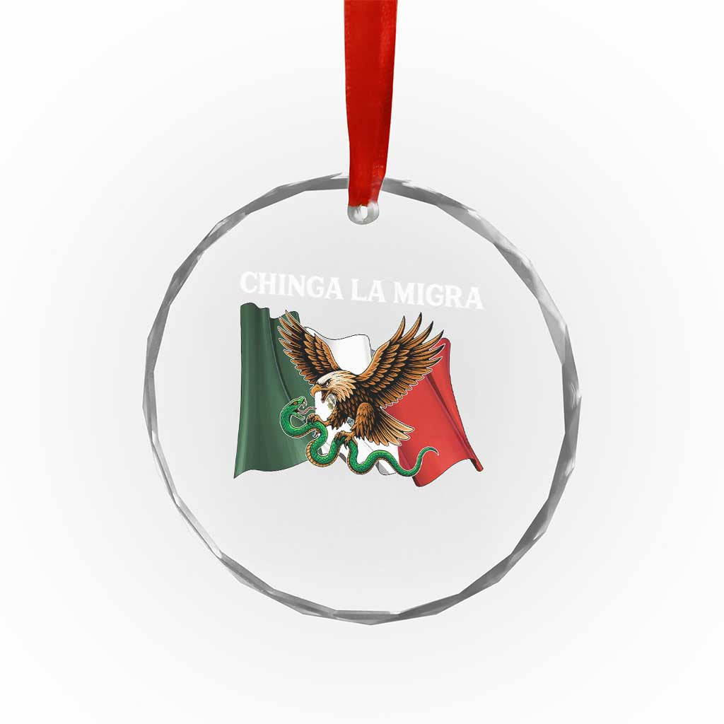 Chinga La Migra Crystal Glass Ornament Immigration Rights Anti Fascism Protest - Wonder Print Shop