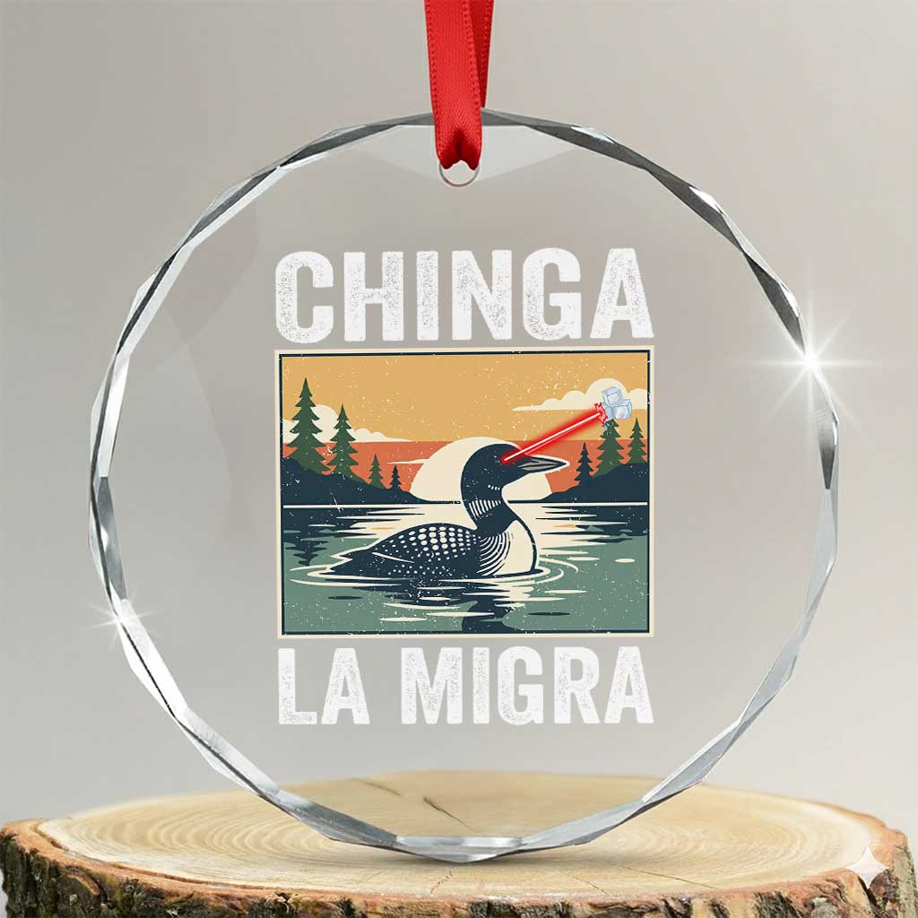 Chinga La Migra Crystal Glass Ornament Minnesota Loon Laser Ice Cube Political Protest