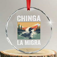 Chinga La Migra Crystal Glass Ornament Minnesota Loon Laser Ice Cube Political Protest