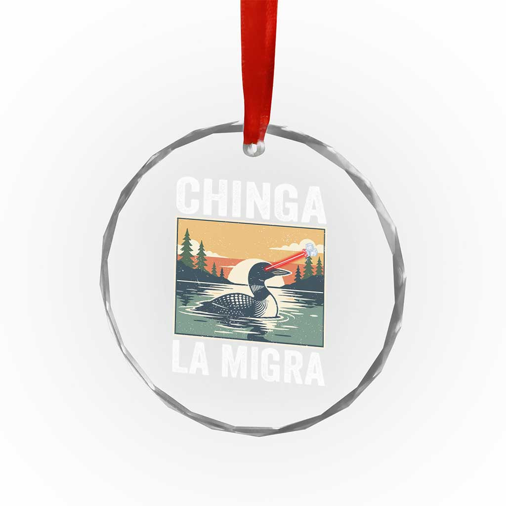 Chinga La Migra Crystal Glass Ornament Minnesota Loon Laser Ice Cube Political Protest