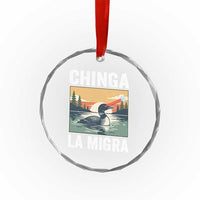 Chinga La Migra Crystal Glass Ornament Minnesota Loon Laser Ice Cube Political Protest