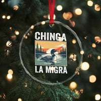 Chinga La Migra Crystal Glass Ornament Minnesota Loon Laser Ice Cube Political Protest