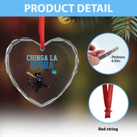 Chinga La Migra Heart Crystal Glass Ornament Funny Protest Cat Minneapolis Support Gift