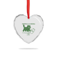 Chinga la Migra Heart Crystal Glass Ornament Funny Subtle FDT Cat Meme - Wonder Print Shop