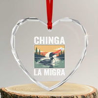 Chinga La Migra Heart Crystal Glass Ornament Minnesota Loon Laser Ice Cube Political Protest