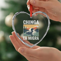 Chinga La Migra Heart Crystal Glass Ornament Minnesota Loon Laser Ice Cube Political Protest