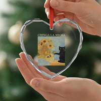 Chinga la Migra Heart Crystal Glass Ornament Subtle FDT Black Cat Meme Van Gogh Art - Wonder Print Shop