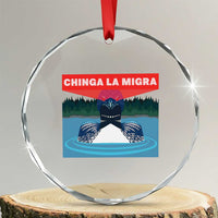 Chinga La Migra Red Eye Laser Loon Crystal Glass Ornament Political Resist Ice Minnesota Protest
