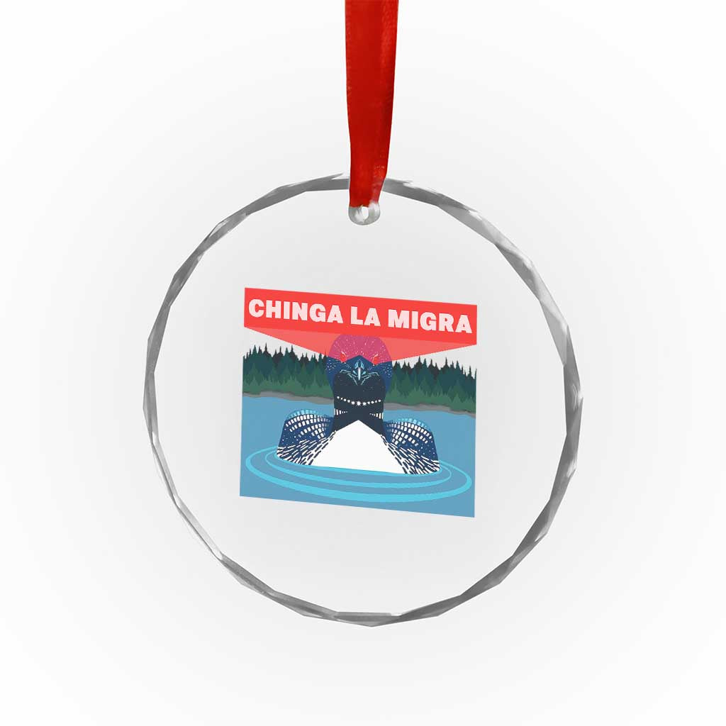 Chinga La Migra Red Eye Laser Loon Crystal Glass Ornament Political Resist Ice Minnesota Protest