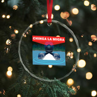 Chinga La Migra Red Eye Laser Loon Crystal Glass Ornament Political Resist Ice Minnesota Protest