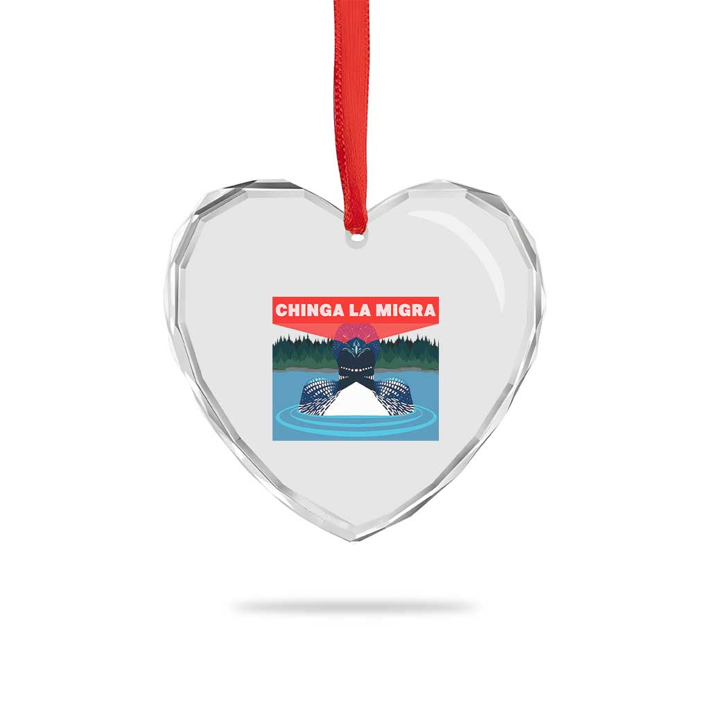 Chinga La Migra Red Eye Laser Loon Heart Crystal Glass Ornament Political Resist Ice Minnesota Protest