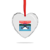 Chinga La Migra Red Eye Laser Loon Heart Crystal Glass Ornament Political Resist Ice Minnesota Protest