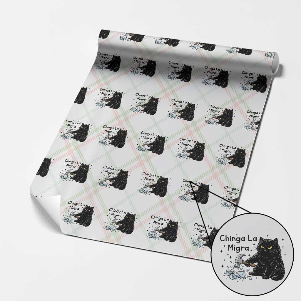 Chinga La Migra Wrapping Paper Roll Funny Cat Immigration Support