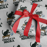 Chinga La Migra Wrapping Paper Roll Funny Immigration Rights Cat Political
