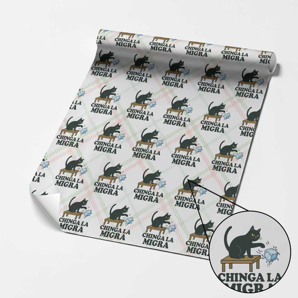 Chinga La Migra Wrapping Paper Roll Funny Immigration Rights Cat Political