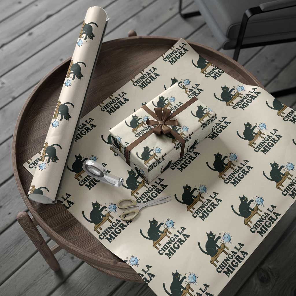 Chinga La Migra Wrapping Paper Roll Funny Immigration Rights Cat Political