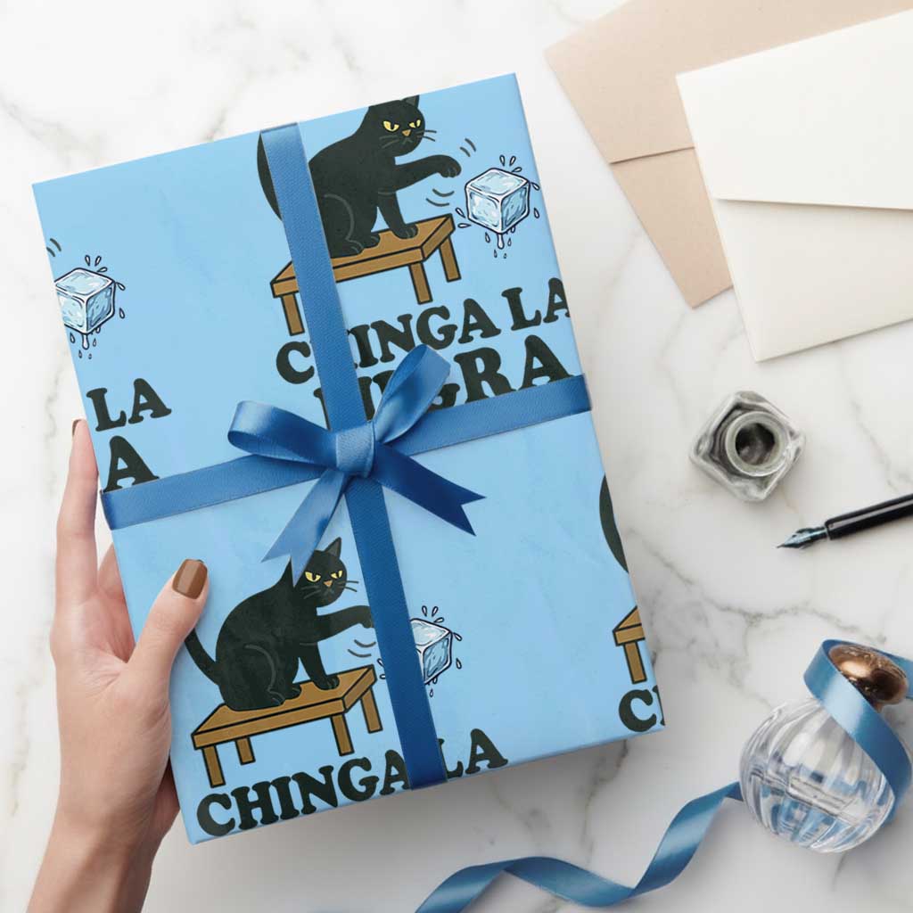 Chinga La Migra Wrapping Paper Roll Funny Immigration Rights Cat Political