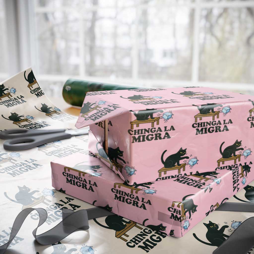 Chinga La Migra Wrapping Paper Roll Funny Immigration Rights Cat Political