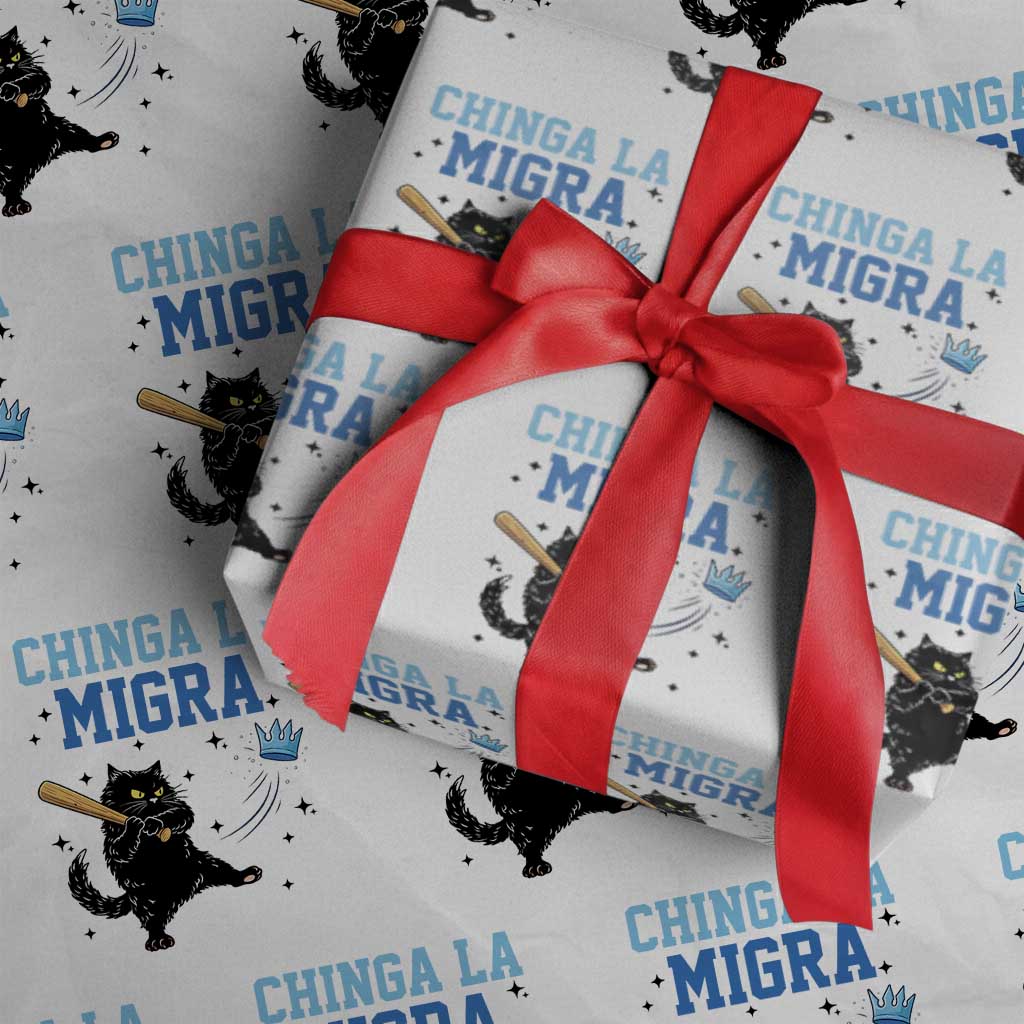 Chinga La Migra Wrapping Paper Roll Funny Protest Cat Minneapolis Support Gift