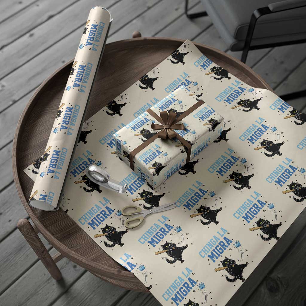 Chinga La Migra Wrapping Paper Roll Funny Protest Cat Minneapolis Support Gift