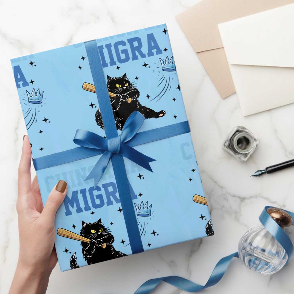 Chinga La Migra Wrapping Paper Roll Funny Protest Cat Minneapolis Support Gift