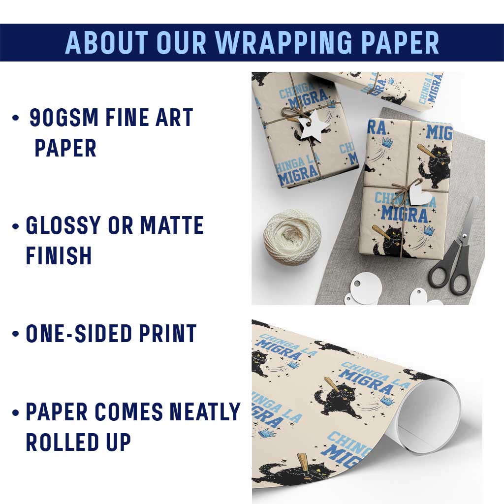 Chinga La Migra Wrapping Paper Roll Funny Protest Cat Minneapolis Support Gift