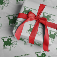 Chinga la Migra Wrapping Paper Roll Funny Subtle FDT Cat Meme - Wonder Print Shop