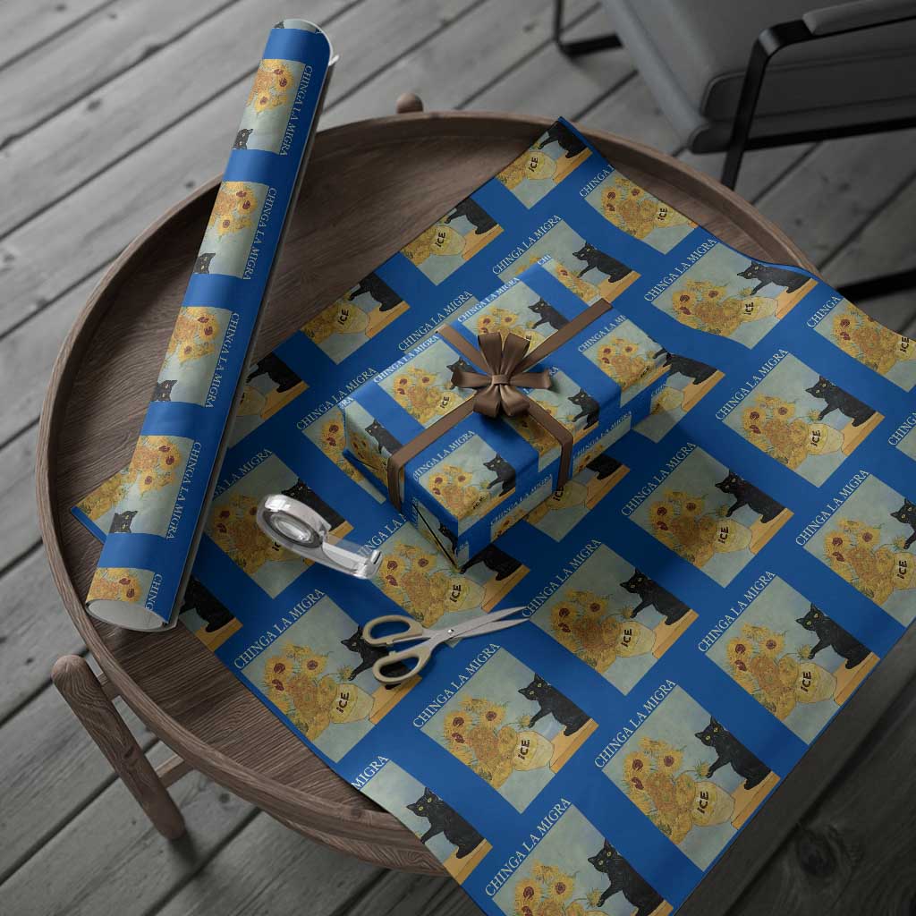 Chinga la Migra Wrapping Paper Roll Subtle FDT Black Cat Meme Van Gogh Art - Wonder Print Shop