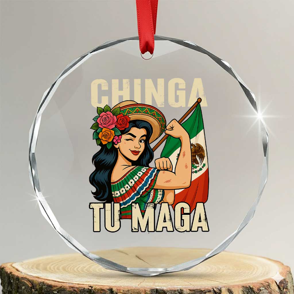 Chinga Tu Maga Protest Crystal Glass Ornament Funny Mexican Women - Wonder Print Shop