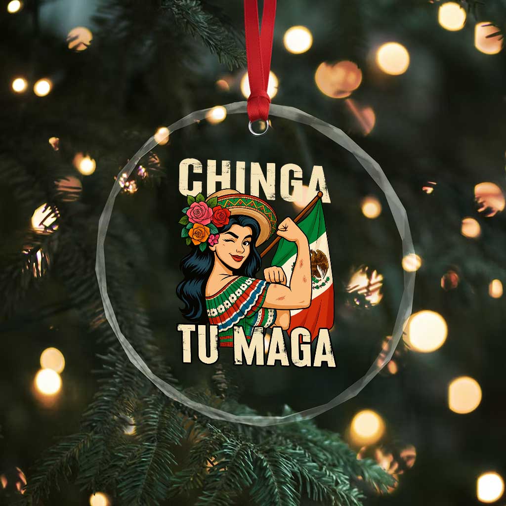 Chinga Tu Maga Protest Crystal Glass Ornament Funny Mexican Women - Wonder Print Shop