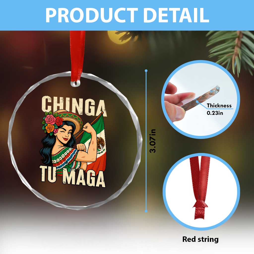 Chinga Tu Maga Protest Crystal Glass Ornament Funny Mexican Women - Wonder Print Shop