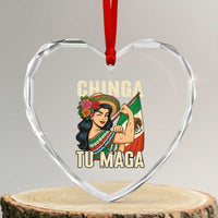 Chinga Tu Maga Protest Heart Crystal Glass Ornament Funny Mexican Women - Wonder Print Shop