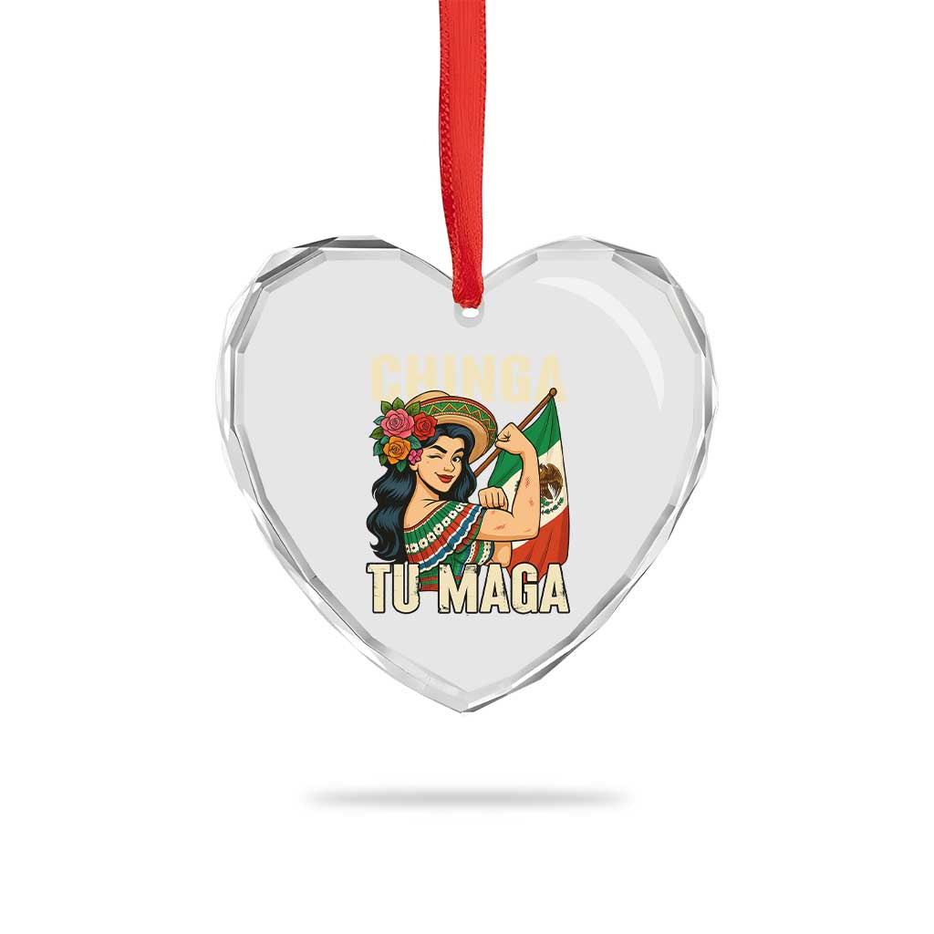 Chinga Tu Maga Protest Heart Crystal Glass Ornament Funny Mexican Women - Wonder Print Shop