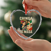 Chinga Tu Maga Protest Heart Crystal Glass Ornament Funny Mexican Women - Wonder Print Shop