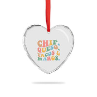 Chips Queso Tacos & Margs Heart Crystal Glass Ornament Cinco De Mayo Mexican Food Margarita Lover