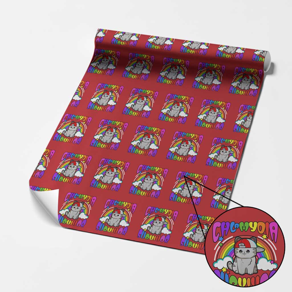 Chlamydia Survivor Cat Meme Wrapping Paper Roll Funny Y2K Inappropriate Humor