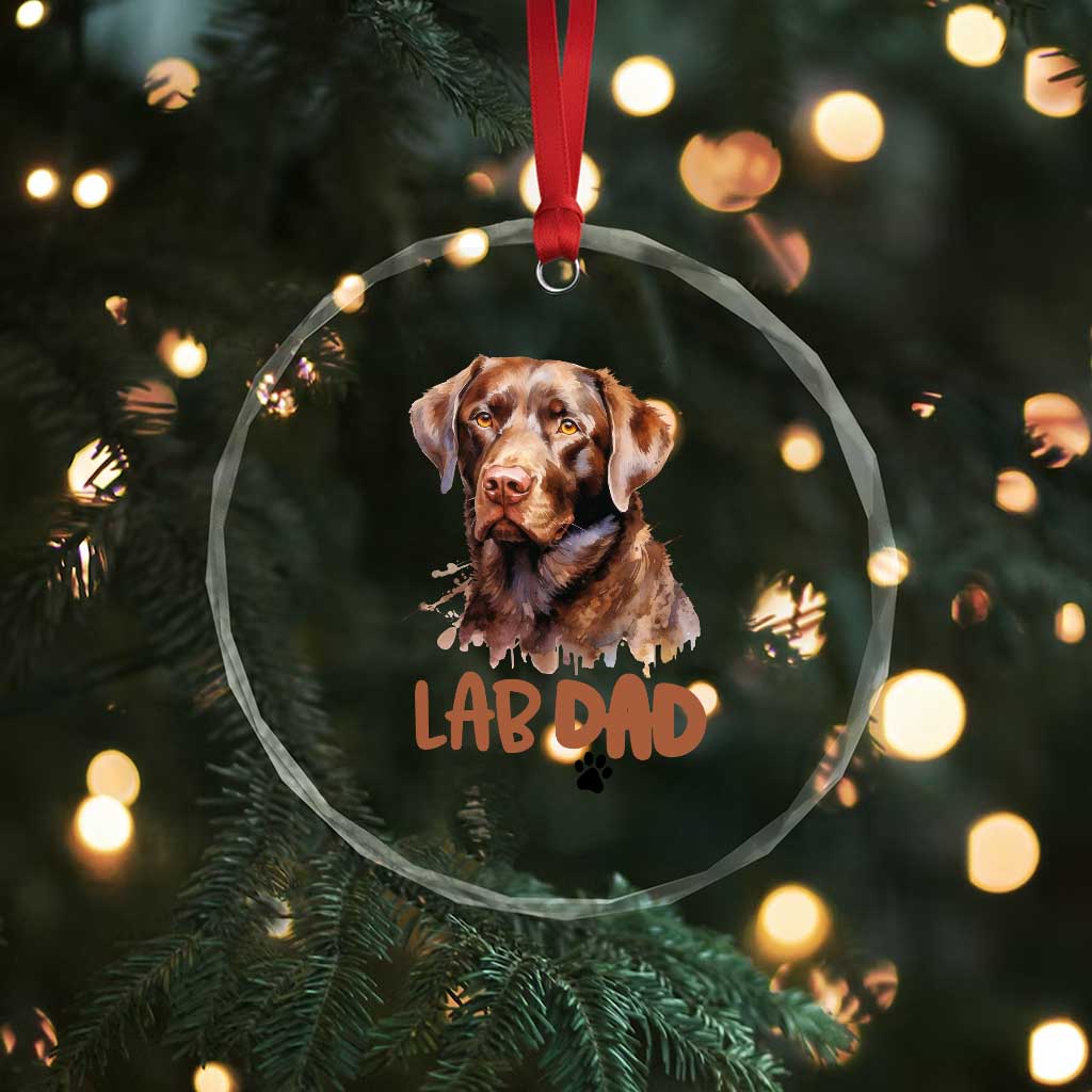 Chocolate Labrador Retriever Dad Crystal Glass Ornament Dog Lover Gift TS12