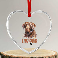 Chocolate Labrador Retriever Dad Heart Crystal Glass Ornament Dog Lover Gift - Wonder Print Shop